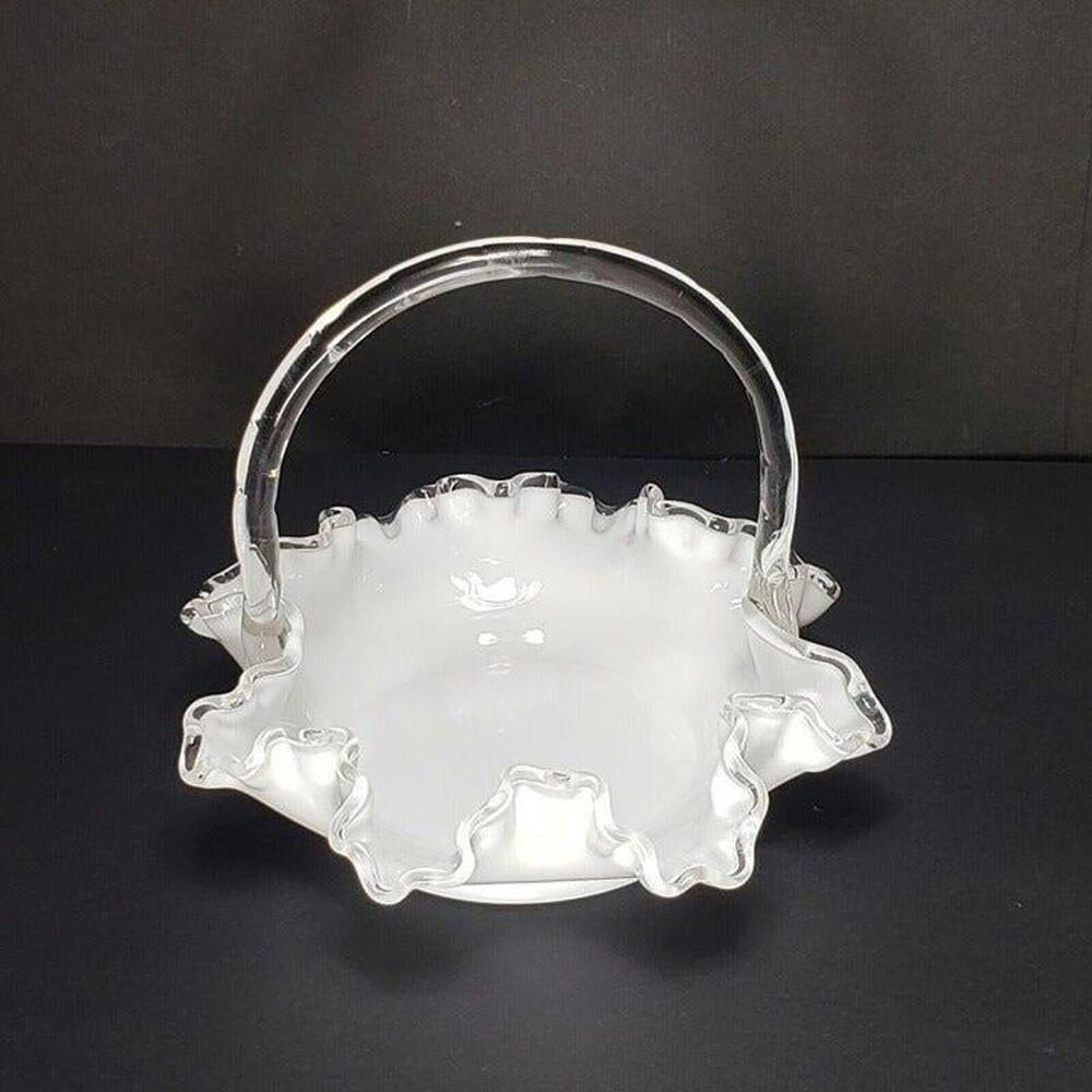 Fenton Silver Crest Glass Basket Vintage - Picture 5 of 9
